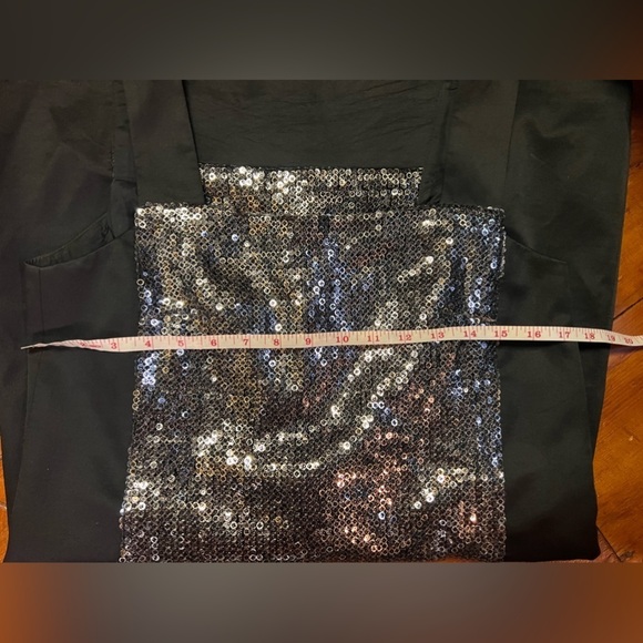 Nanette Lepore black dress silver sequin front women’s size 8 thick strap boxy - Picture 7 of 7